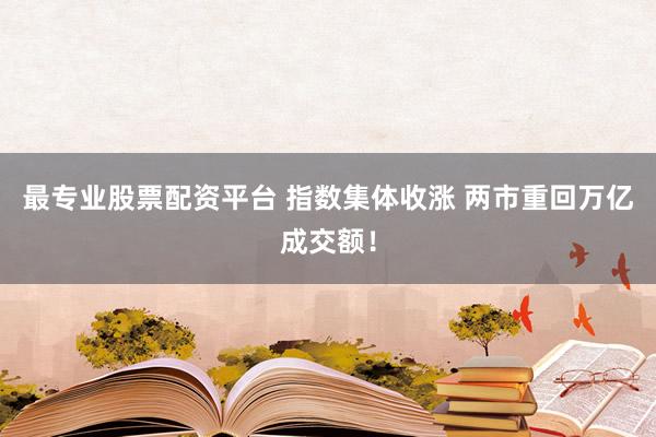 最专业股票配资平台 指数集体收涨 两市重回万亿成交额!