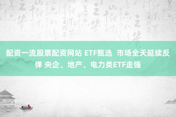 配资一流股票配资网站 ETF甄选 市场全天延续反弹 央企、地产、电力类ETF走强