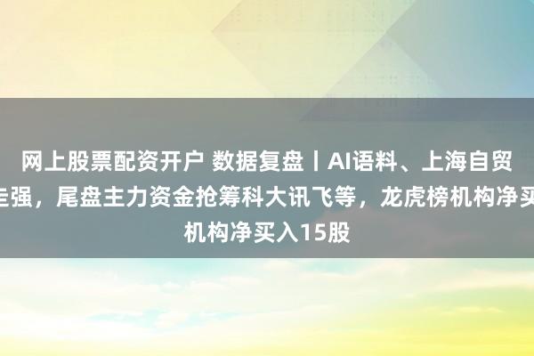 网上股票配资开户 数据复盘丨AI语料、上海自贸等概念走强,尾盘主力资金抢筹科大讯飞等,龙虎榜机构净买入15股